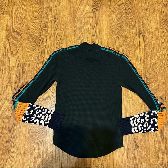 Free People Black Long Sleeve Switch it up Thermal Top Colorful Stripe Small - Picture 5 of 13